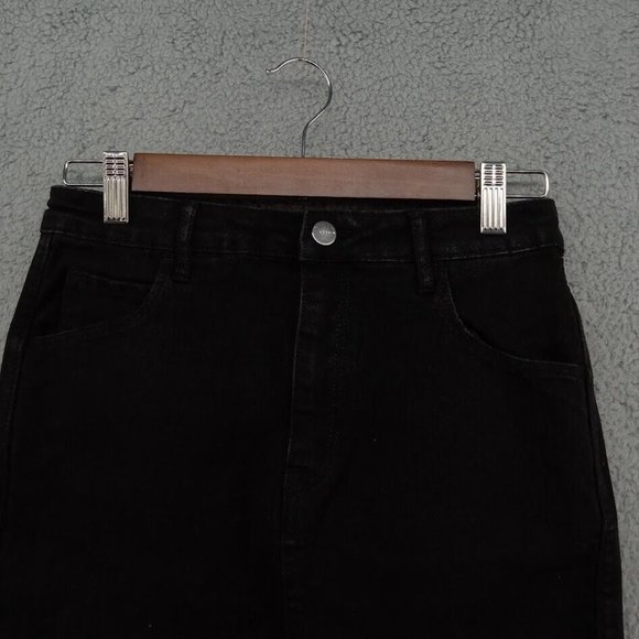 H&M &Denim Skirt Womens 4 Black Pencil Skirt Distressed Ripped Frayed Hem Jeans - Picture 8 of 8